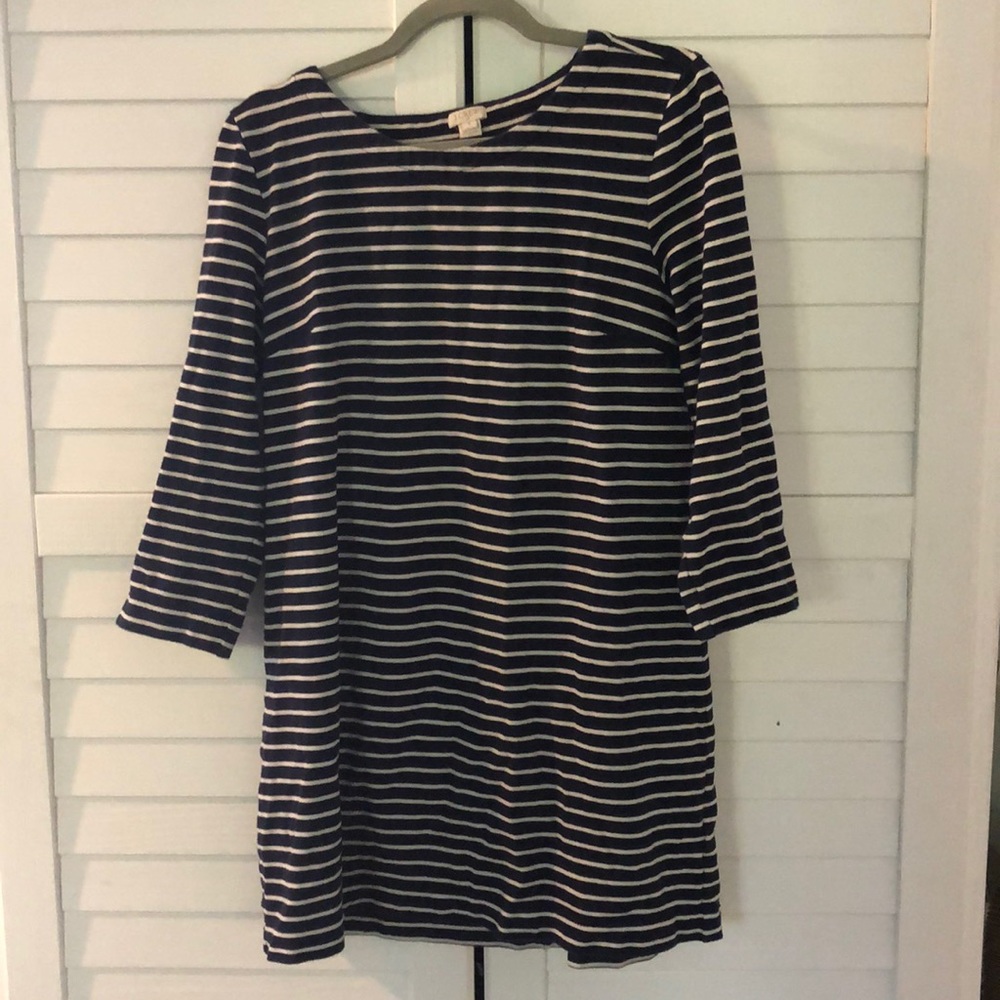 JCREW NAVY AND WHITE STRIPED MINI DRESS MEDIUM
